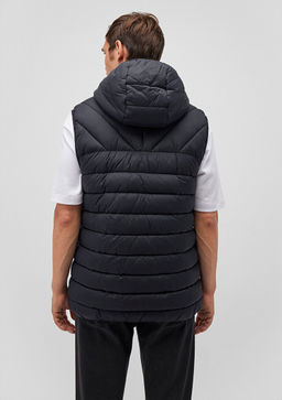 Kapusonlu Siyah Sisme Yelek - Mavi фото 4