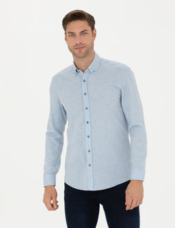 A__k Mavi Slim Fit Uzun Kollu G_mlek