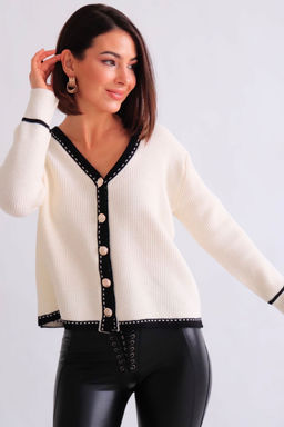 Martichelli Кардиган айвори с контрастной отделкой фото 9