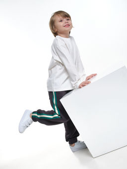 Брюки с лампасом для мальчика штаны спортивные 22-7681 светлый графит - Mini maxi фото 31