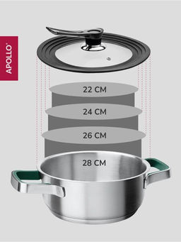 Крышка универсальная с силиконовым ободком APOLLO Quattro (22/24/26/28 см) фото 3