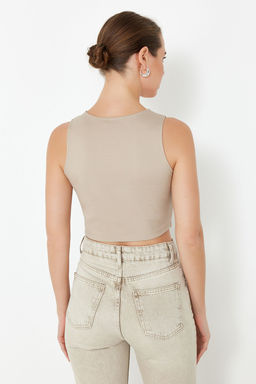 Vizon Dugme Detayl? V Yaka Crop Regular/Normal Kesim Esnek Orme Yelek TWOSS23YE00037