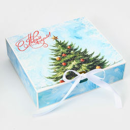 Цена за 3 шт. Коробка подарочная новогодняя складная, упаковка, «Снежная Ёлка», 20×18×5 см