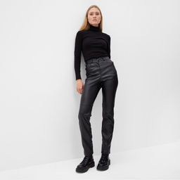 Брюки женские из экокожи MINAKU: Eco leather, чёрные, размер 52