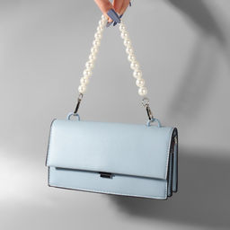 Ручка для сумки, жемчужные бусы, d=12, 14, 16 мм, 39 см, цвет белый, серебряный