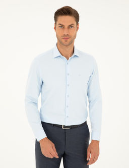 Рубашка Pierre Cardin Slim Fit светло-голубая с длинным рукавом