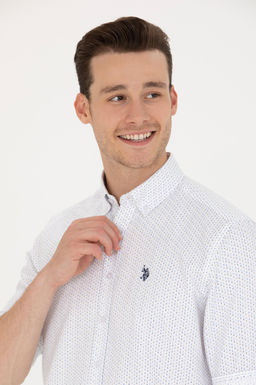 U. S. Polo Assn Мужская темно-синяя белая рубашка с принтом - U.s. polo assn фото 2