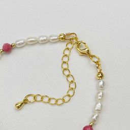 Браслет из Жемчуга и Родонита 18,5 см +