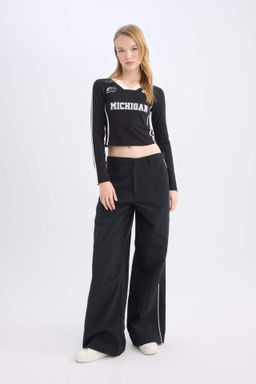 Coool Wide Leg Genis Bol Paca Normal Bel Pantolon Cepli Serit Detayl? - Defacto фото 2