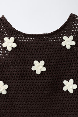 TOP PUNTO CROCHET FLORES / Marr?n - Zara фото 5