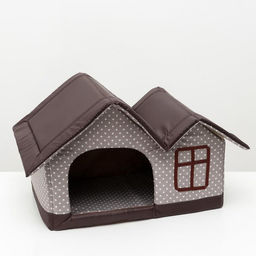 Домик двойной Вилла. 53 х 33 х 37 см, бязь, бежево-коричевый