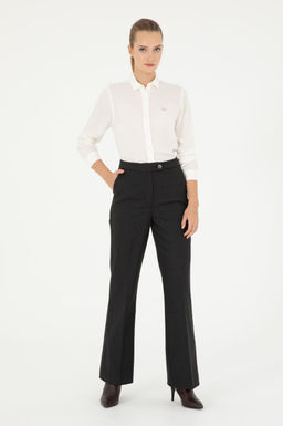 Kad_n Antrasit _izgili Slim Flare Fit Kanvas Pantolon