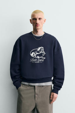 SUDADERA CREWNECK ESTAMPADO CABALLO / Marino - Zara фото 4