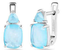 Серьги, турмалин голубой выращ., Джени