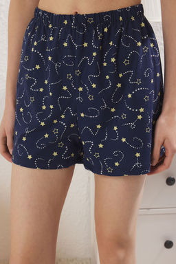 Trendyolmilla Ekru %100 Pamuklu Galaksi Desenli Sortlu Orme Pijama Tak?m? THMSS25PT00359  фото 4