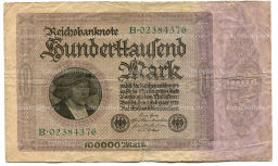 Банкнота 100000 марок 1923 года Германия