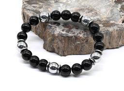 Браслет из агата черонго и терагерца шарик 10мм, 18см