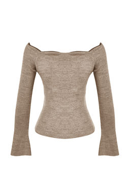 Siyah Carmen Yaka Triko Kazak TWOAW22KZ2218 - Trendyolmilla фото 21