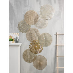 Цена за 12 шт. Салфетка сервировочная на стол Доляна Цветок, d=43 см, цвет золотой  фото 10