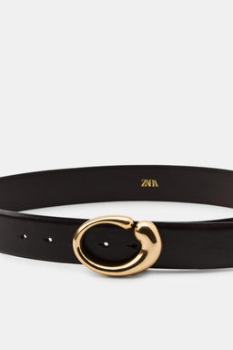 100% LEATHER BELT WITH OVAL BUCKLE - Zara фото 6