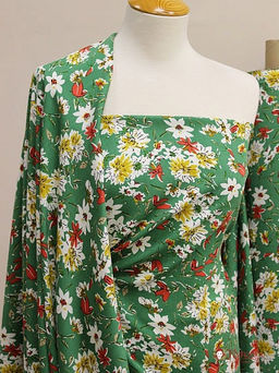 Плательная вискоза Июльские краски цв.темно-зеленый, ш.1.46м, вискоза-100%, 145гр/м.кв - Купава фото 3