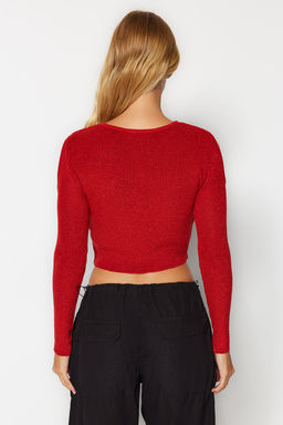 K?rm?z? Simli Cut Out/Pencere Detayl? Triko Kazak TWOAW24KZ01084 - Trendyolmilla фото 6