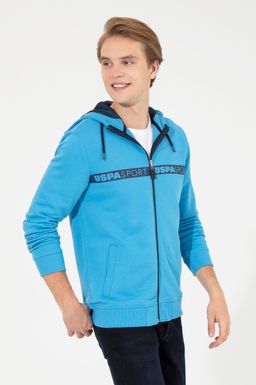 U. S. Polo Assn Мужской вязаный кардиган кобальтового цвета с капюшоном - U.s. polo assn фото 4