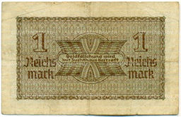 Банкнота 1 рейхсмарка 1939 года Германия (Для оккупированных территорий)