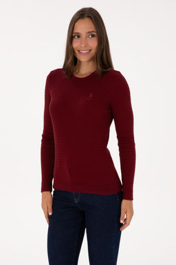 Kad_n Bordo Bisiklet Yaka Basic Kazak Sepette S_rpriz _ndirim - U.s. polo assn фото 3