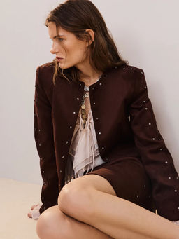 Жакет замшевый с заклепками / Zarina  фото 5