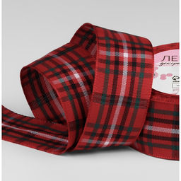 Лента декоративная Клетка, 25 мм, 9 0,5 м, цвет красный