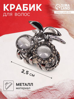 Цена за 6 шт. Крабик для волос «Ширли стиль», вишенки, 2.5 см, чёрный