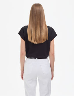 Siyah Regular Fit V Yaka Basic Ti__rt