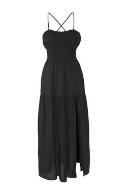 Trendyolmilla Siyah Oversize Maxi Dokuma 100% Pamuk Plaj Elbise TBESS25EL00125