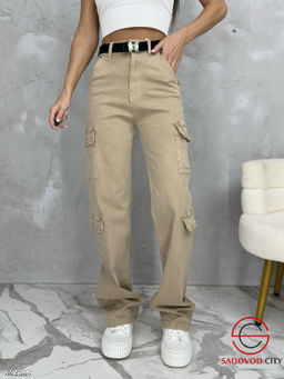 Джинсы джоггеры с высокой посадкой