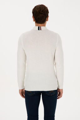Erkek Regular Fit Polo Yaka Krem Kazak