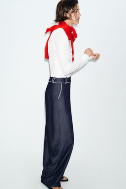 PANTAL?N ANCHO VIVOS CONTRASTE / ?ndigo - Zara фото 5