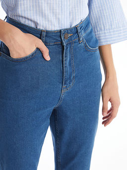 Y?ksek Bel Slim Mom Kad?n Jean Pantolon