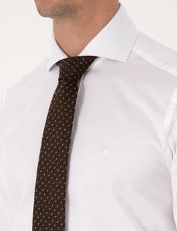 Beyaz Slim Fit %100 Pamuk Tam _talyan Yaka Klasik G_mlek