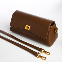 Сумка женская мессенджер TEXTURA на клапане, 26×9×12 см, тёмно-коричневая