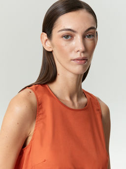 Платье миди из 100% хлопка, Платье PL1677/signal