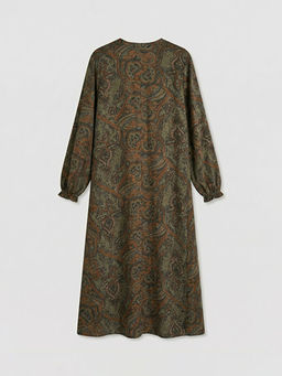 Ba?lamal? Yaka Desenli Elbise