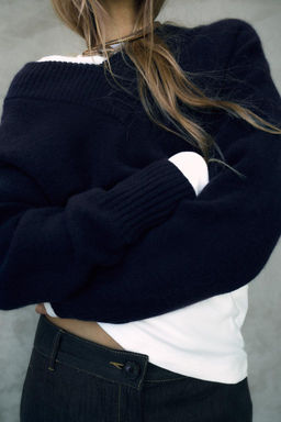 PLAIN KNIT V-NECK SWEATER - Zara фото 6