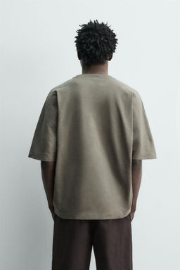CAMISETA REGULAR FIT LAVADA / Verde gris - Zara фото 3