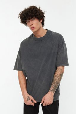TRENDYOL MAN Antrasit Oversize/Genis Kesim Eskitme/Soluk Efekt %100 Pamuk T-Shirt TMNSS22TS0417 - Trendyolmilla фото 3