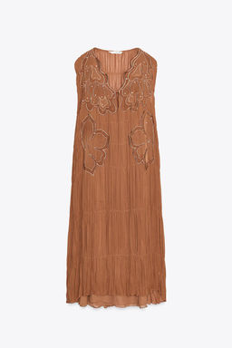 ZW COLLECTION GATHERED EMBROIDERED DRESS - Zara фото 8
