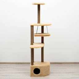 Комплекс для кошек с когтеточкой, угловой, с гамаком, 48 х 48 х 171 см, джут, искусственный мех, беж - Пижон фото 12