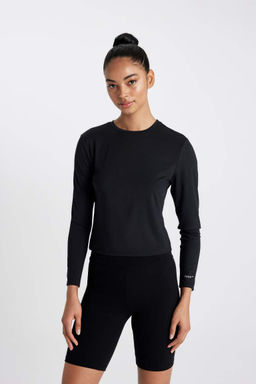 DeFactoFit Облегающая футболка с круглым вырезом и принтом в стиле спортсмен с длинными рукавами  фото 4