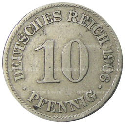 Монета 10 пфеннигов 1906 года А Германия