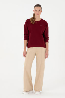 Женский бордово-красный базовый свитшот с круглым вырезом - U.s. polo assn фото 4